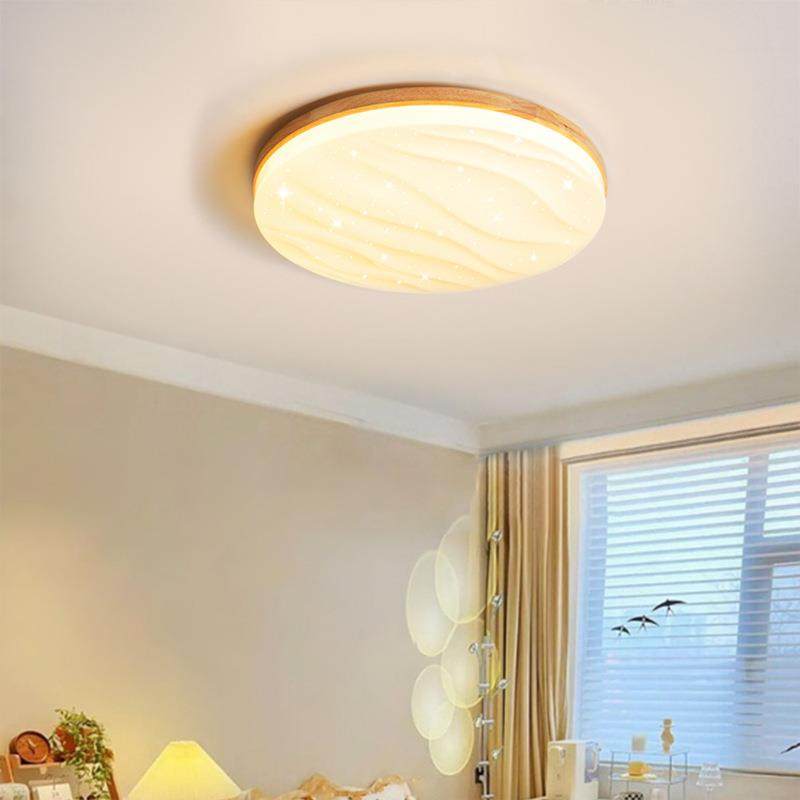 日式原木风现代简约客厅餐厅卧室儿童房书房灯过道阳台木艺吸顶灯