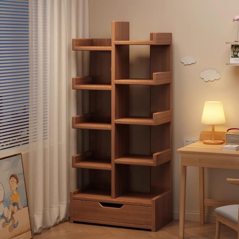 创意树形落地书架客厅多层置物架实木生态板家用简易收纳储物柜子