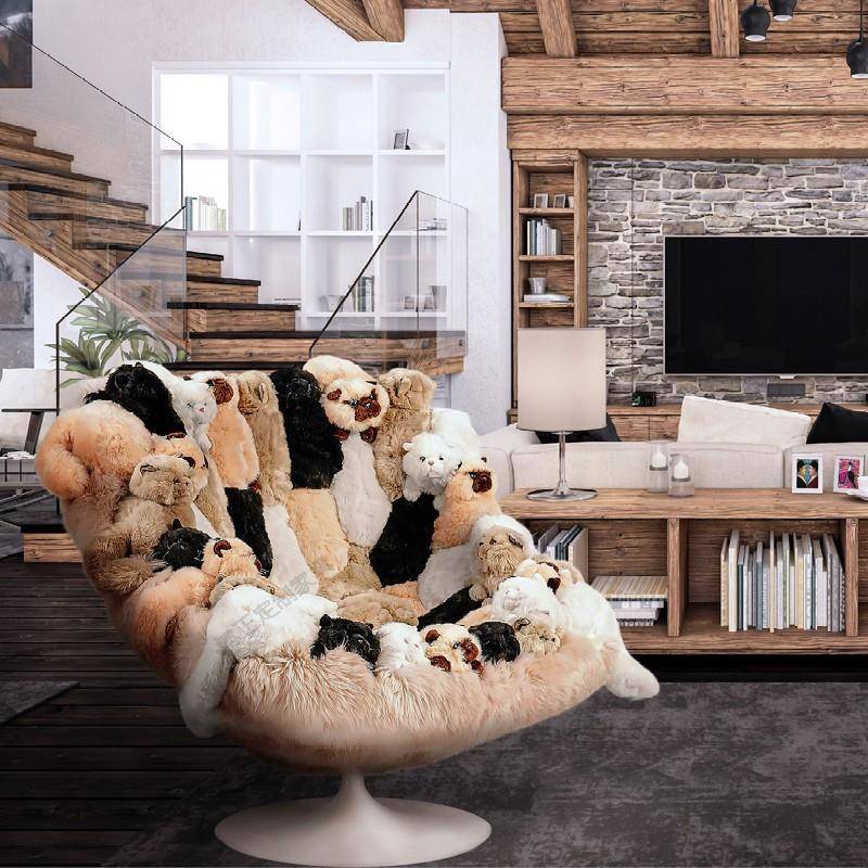 设计师公仔椅创意个性艺术异形玩偶动物公仔懒人布艺北极熊沙发椅