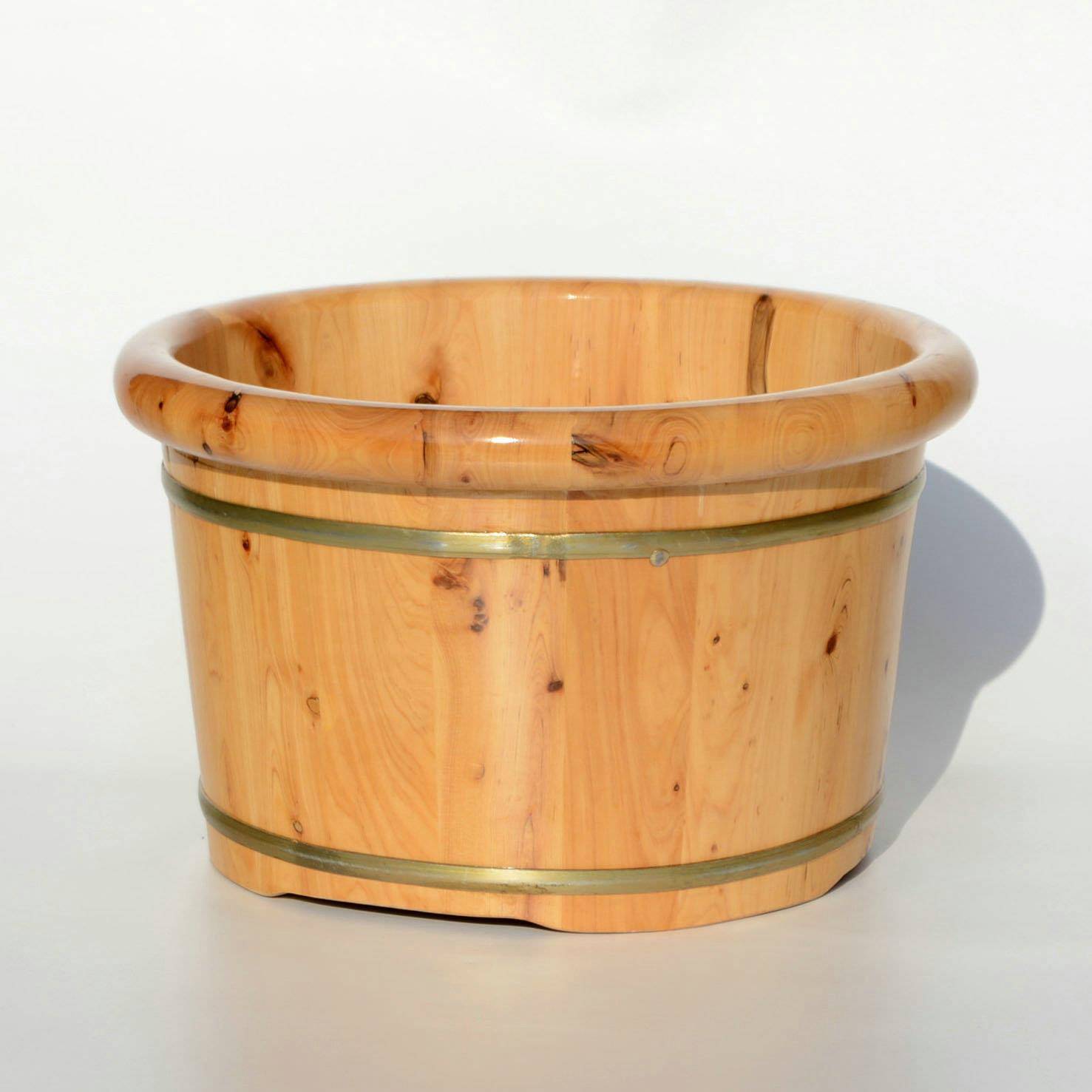 香柏木足浴泡脚桶木桶木质家用洗脚木盆实木泡脚盆按摩26cm圆边