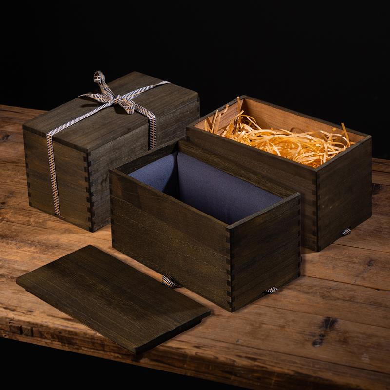 超大号复古木质礼品盒盘子茶饼包装盒花瓶古玩礼物盒正方形木盒子