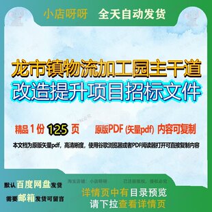 龙市镇物流加工园主干道改造提升项目招标文件125页 项目文件招