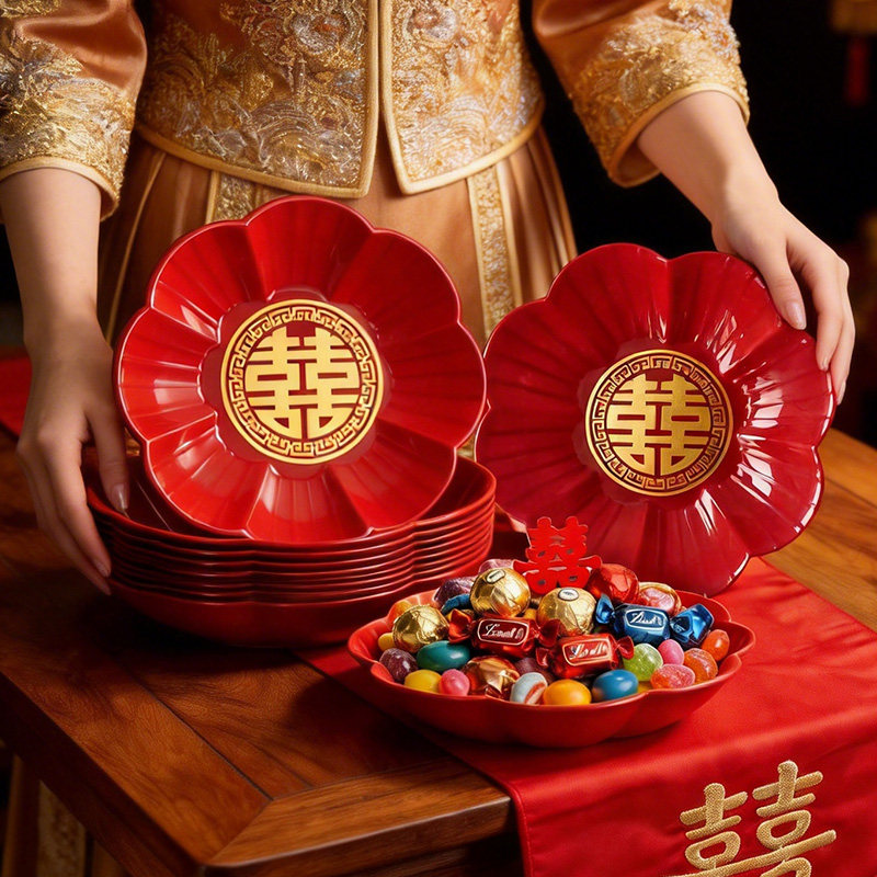 甜福迹结婚果盘喜糖盘摆件