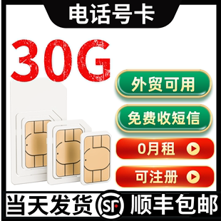 90天30G电信流量包0月租卡港可用电话号卡流量上网卡手机SIM卡