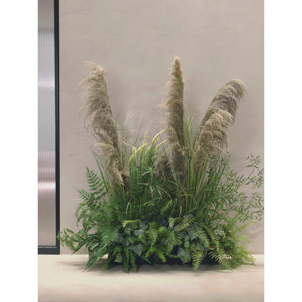 新款一体式芦苇草仿真花植物假树室内客厅仿生绿植造景直播间装饰