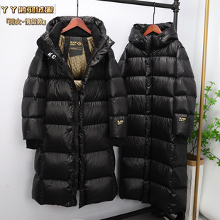 黑金鹅绒羽绒服冬季男女同款东北户外超厚保暖长款过膝加厚极寒服