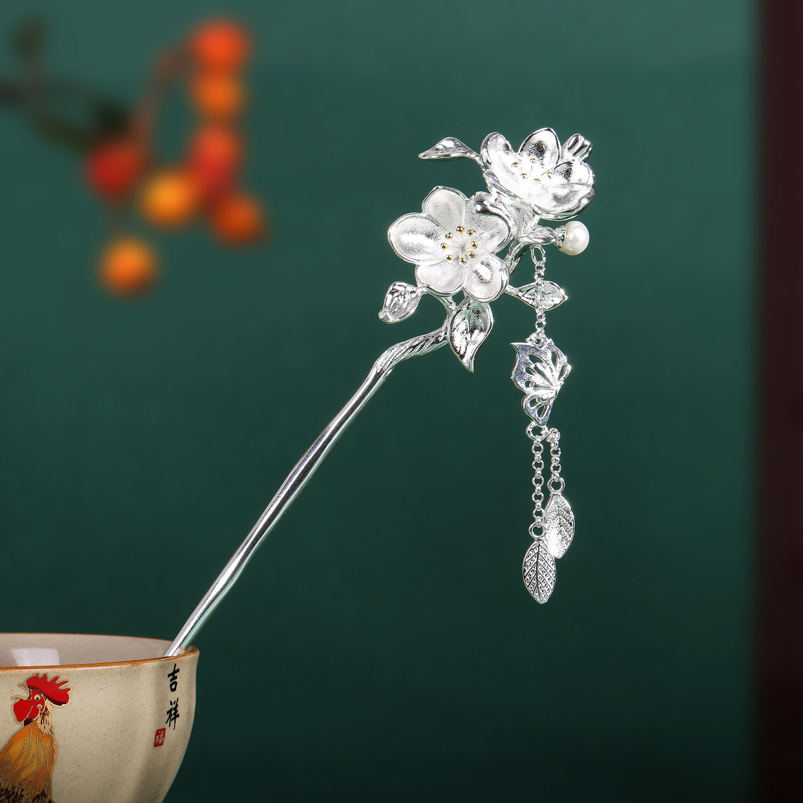 新中式梅花流苏步摇复古风发簪子女生宫廷风古典汉服旗袍头饰发钗