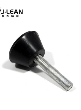 精益管工作台脚杯 车间流水线地脚 黑色橡胶螺纹脚杯厂家