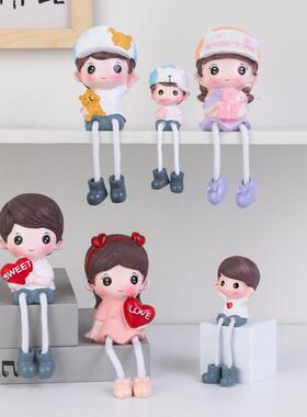 礼物娃娃一家卡通电视柜吊脚装饰品工艺品家居三口桌面摆件可爱