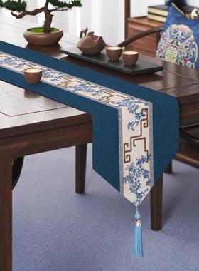 茶席轻奢高端新款新中式禅意桌旗中国风棉麻防水茶桌垫布长条茶几