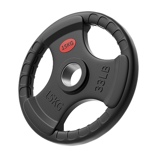 纯铸铁质杠铃片哑铃片金属烤漆防滑三孔手抓包铁奥杆小孔大孔家用