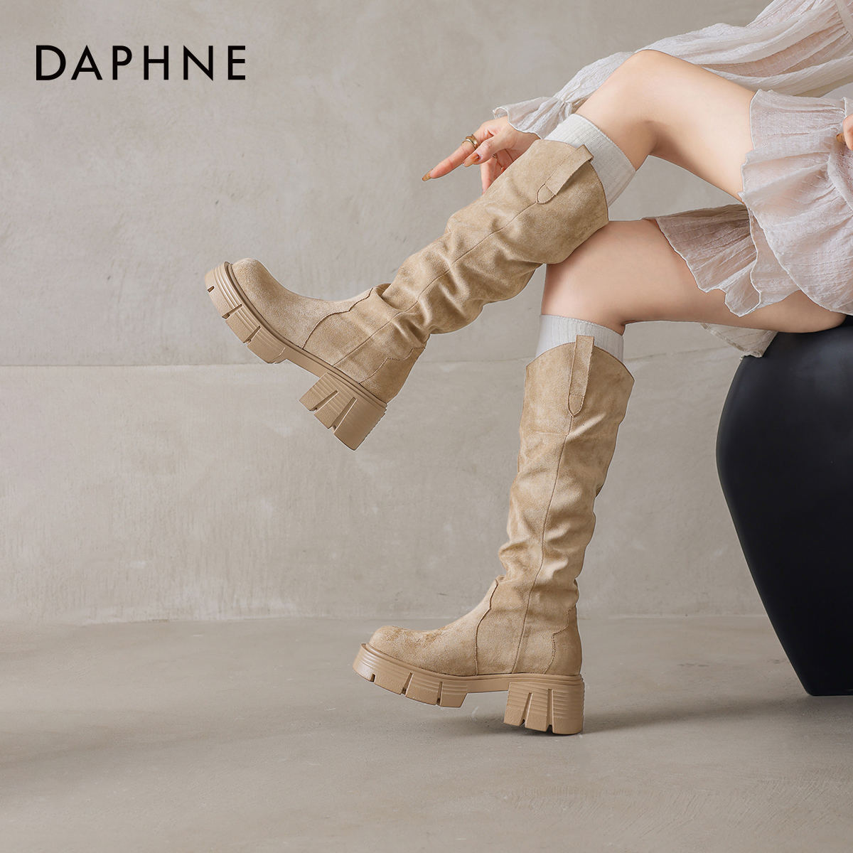 2025新款秋季厚底增高长筒靴