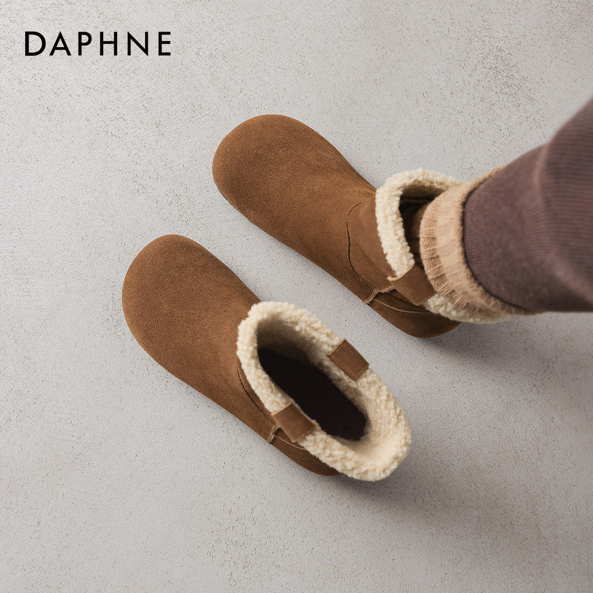 达芙妮加绒雪地靴女2025新款冬季保暖棉鞋平底短筒女靴加厚毛毛靴,女鞋,时尚雪地靴,淘宝优惠券,粉丝福利购,淘宝优惠卷