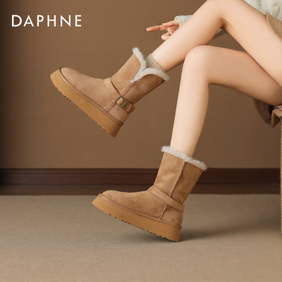 达芙妮2025新款冬季加绒雪地靴