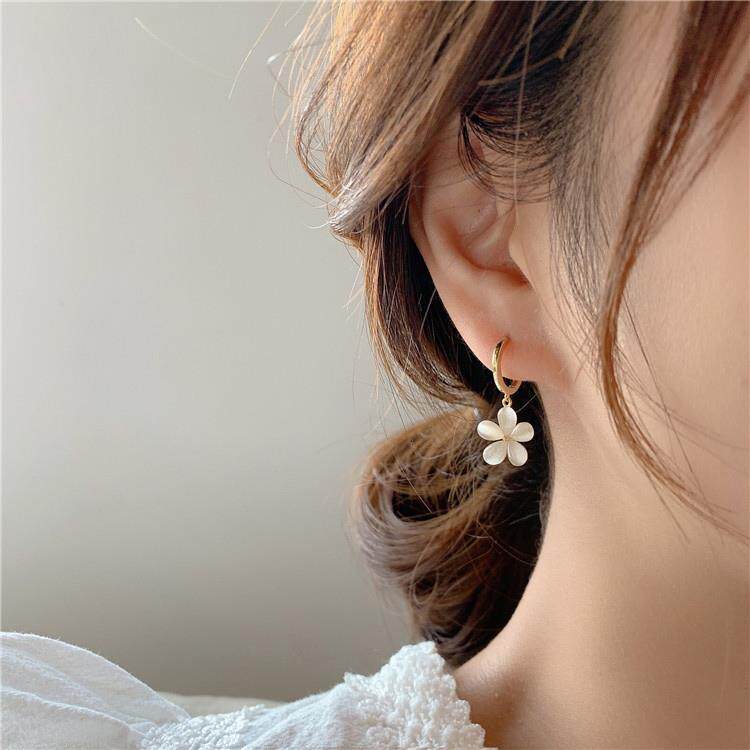 猫眼石花朵耳环小众设计感高级耳坠女纯银2025新款爆款夏季耳钉扣