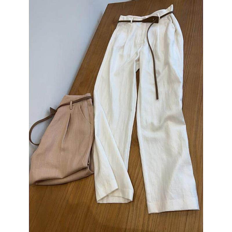 2025夏季新款今年流行的慵懒风白色裤子女装直筒宽松休闲阔腿裤子