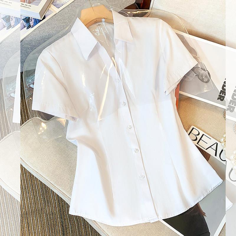 欧洲站短袖白色衬衫女设计感小众上班服2026年夏季工作服气质上衣