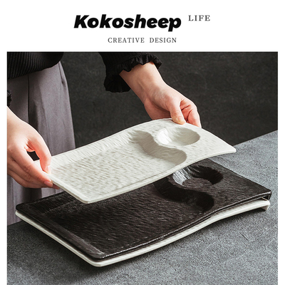 KoKosheep碗日式石纹寿司盘浮雕