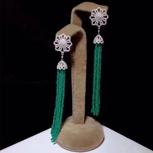 DIY手工材料配件银扣耳坠女气质耳环长款饰品串水晶珍珠流苏耳饰