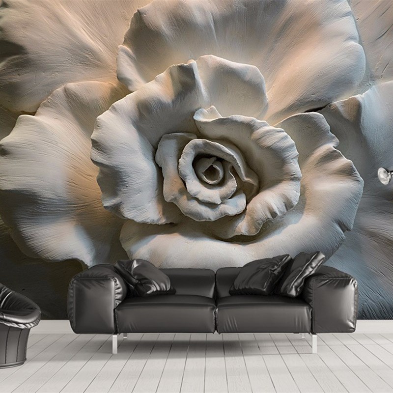 3D立体墙布8D浮雕卧室墙纸客厅电视背景墙壁纸现代简约花卉定制