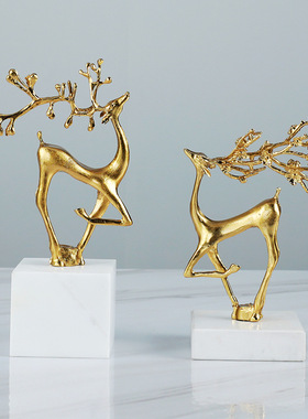 现代简约轻奢麋鹿摆件客厅电视酒柜装饰品书房办公室家居摆设