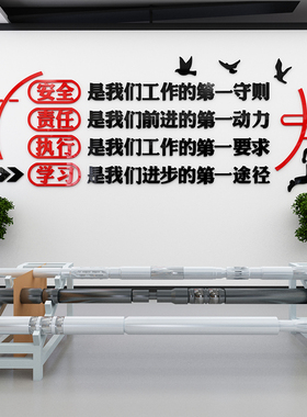 企业文化墙工厂车间安全生产标语办公室墙面装饰公司背景励志墙贴
