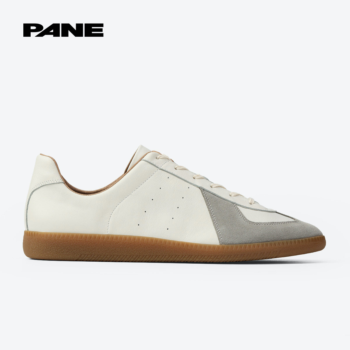 thumbnail for PANE - Light Training Series - TRAVERTINE Off-White Retro Casual Classic Training Shoes Cowhide Men and Women