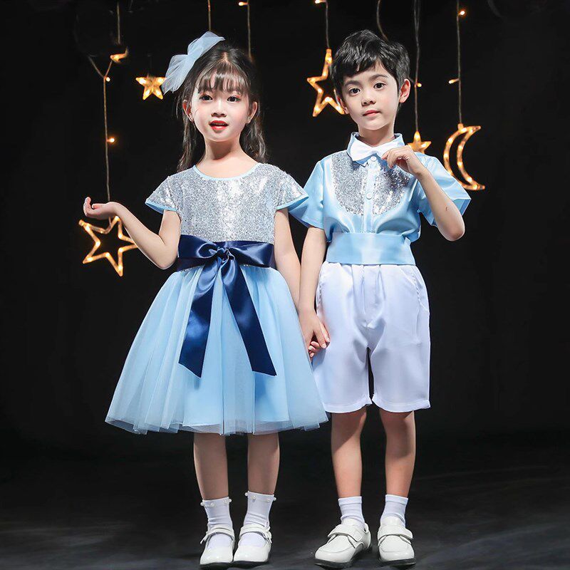 女童现代舞表演服装儿童演出服公主蓬蓬裙六一儿童合唱演出服