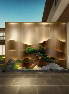 不外锈钢山屏风假隔断户庭院影壁55070墙关园林新中式玄金属格栅