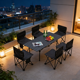 户外折叠桌椅套装便携式露营野餐桌椅组合免安装露营桌椅露营装备