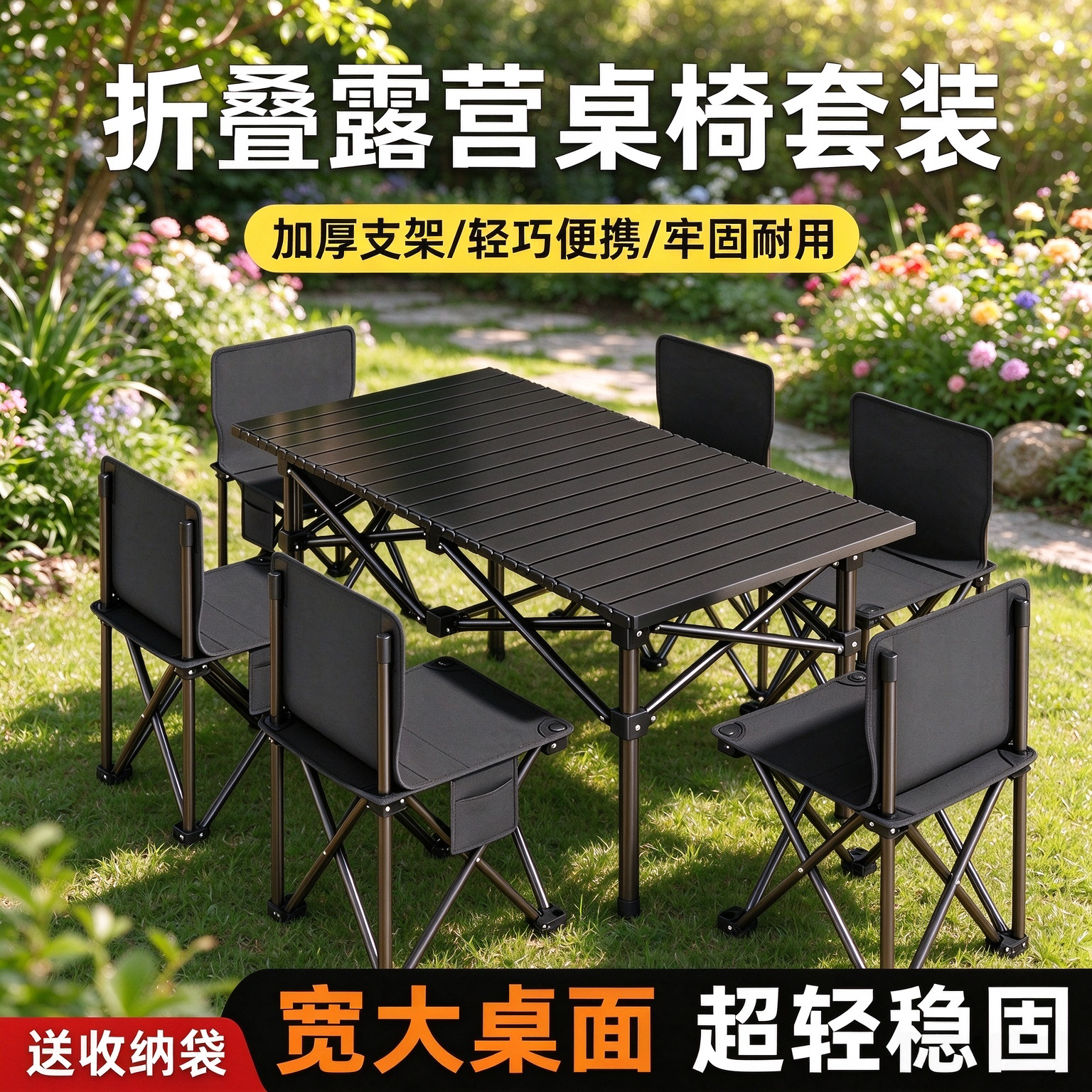 户外便携折叠桌椅套装露营野餐一整套车载装备家用庭院摆摊折叠椅