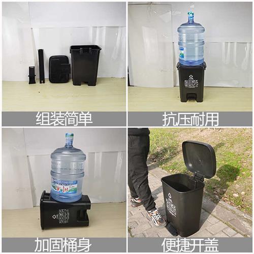 t大垃圾箱容量垃圾桶商用家用大号带盖脚踏式工业黑色干垃圾分类