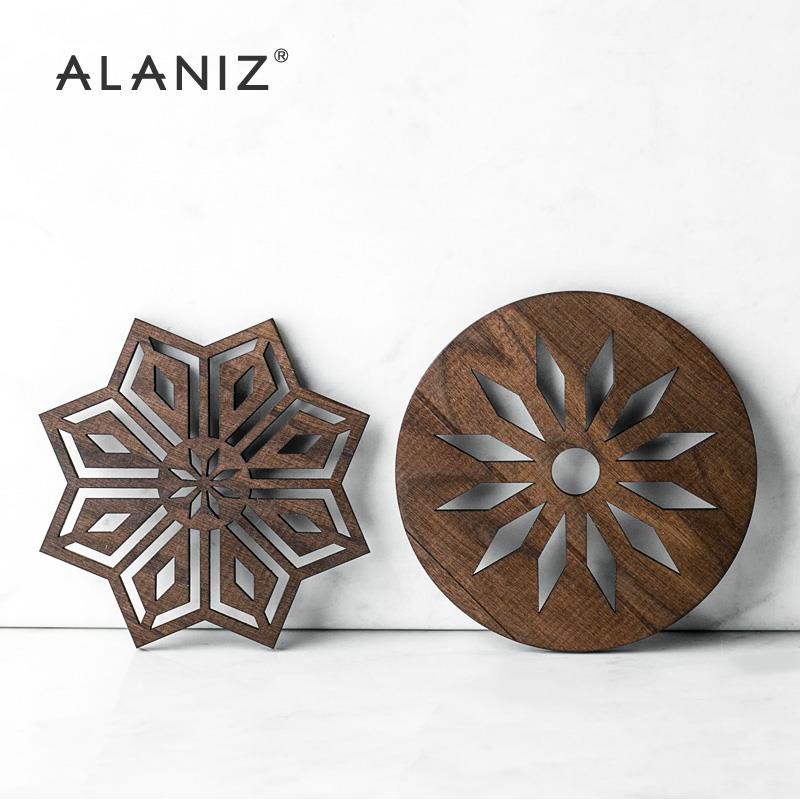 alaniz南兹中式盘垫黑胡桃木隔热垫餐垫餐桌垫锅垫防烫垫杯垫碗垫