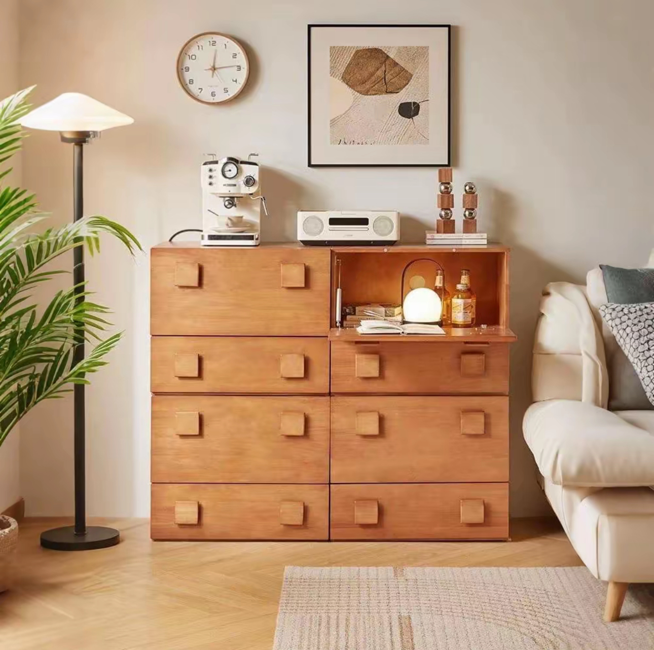 斗柜电视柜自由组合模块柜实木收纳书柜收纳柜一体置物架客厅家用