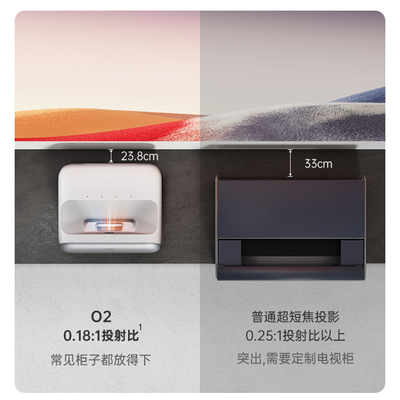 坚果投影仪O2纯三色激光超短焦家用超高清卧室厅家庭影院激光电视