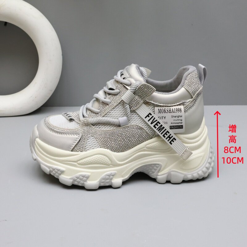 夏季网面透气隐形增高老爹鞋女