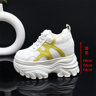14CM内增高老爹鞋女款2025秋新款时尚小个子高跟12cm厚底休闲女鞋