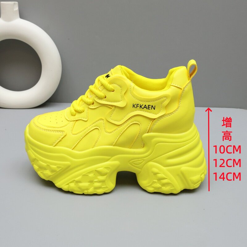 秋款女内增高厚底显瘦小白老爹鞋