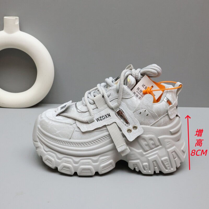隐形增高8cm松糕老爹鞋女秋款