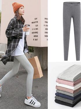 H011春秋新款灰色棉质打底裤女夏季外穿薄款九分秋裤冬季加绒加厚