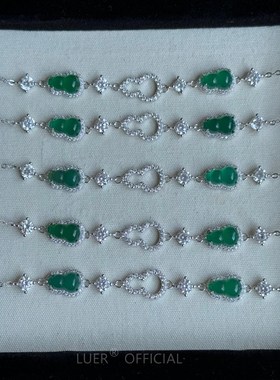 重工!福禄双全新中式葫芦!高碳钻通体纯银天然绿玉髓轻奢精致手链