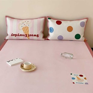 夏日冰激凌印花可爱儿童凉席冰碳凉席款 空调软席水洗凉感席三件套