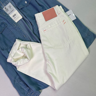 女 九分水洗牛仔裤 花匣子春夏60669高腰s萝卜裤 白色显瘦休闲老爹裤