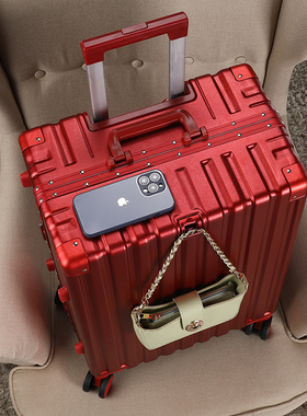 结婚行李箱陪嫁箱女新娘嫁妆压箱红色旅行箱密码Q拉杆箱皮箱子24