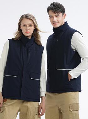 冬季工服棉马甲定印绣男女工装棉马夹作船厂汽修加WKQ厚字坎肩制