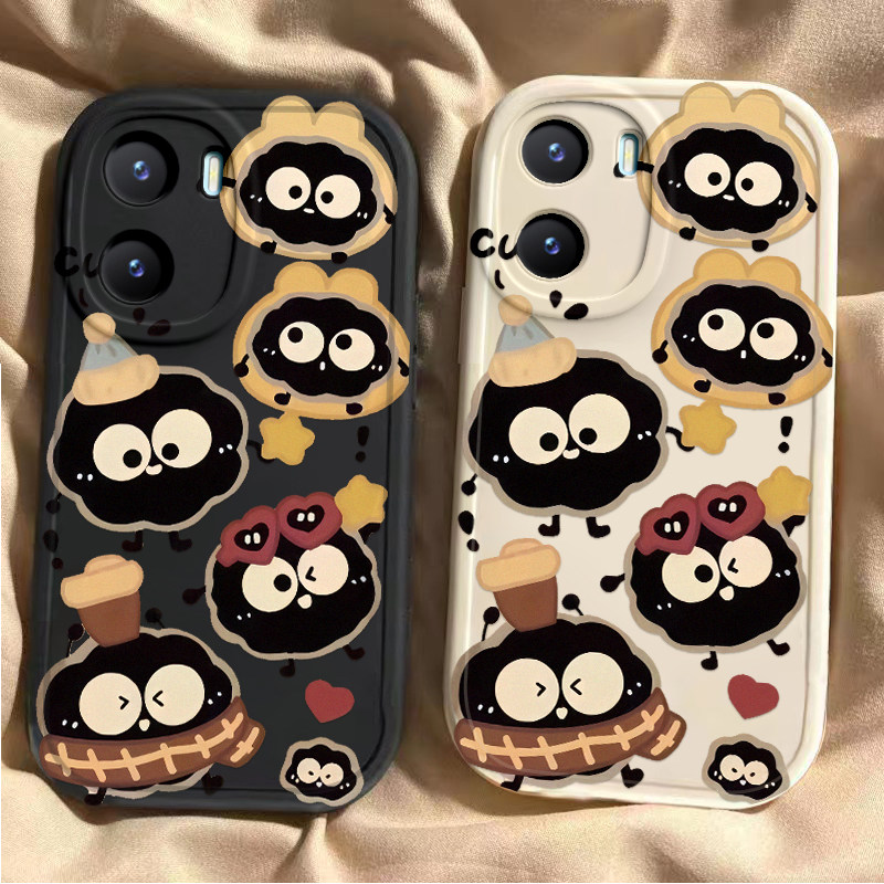 饼干煤球vivoy35手机壳新款y200Y100i可爱y53s硅胶套vovoy52s全包y31s标准版防摔y33s男y32t卡通y30g潮y11女+