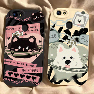 适OPPOA79手机壳锁链猫狗A73网红全包边oppoa73防摔女款卡通opp0pp0ppoA硅胶新款磨砂oppa79可爱软外壳潮