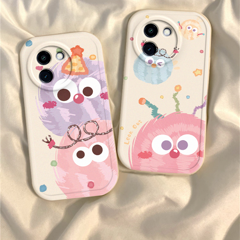 彩色煤球vivoy200i手机壳新款y78/y77e可爱y76s硅胶套vovoy66y73sy71t全包防摔y93s卡通viviy85a男女y70s潮m+