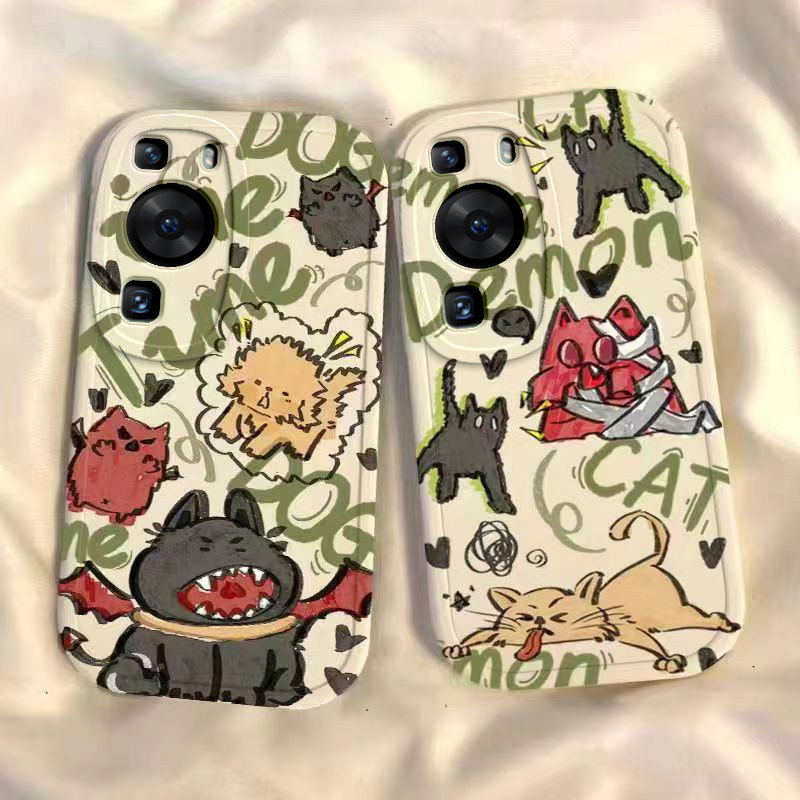 适用于华为P60手机壳恶魔猫狗P60Pro可爱男女保护套p60art硅胶网红新款ART卡通防摔全包p6opr0超薄情侣软壳潮
