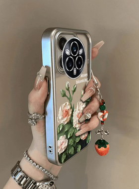 适用真我14Pro+手机壳realme14Pr0十白色玫瑰RMX5050保护套OPPO加Por液态硅胶全包防摔高级感OPPORealme男女